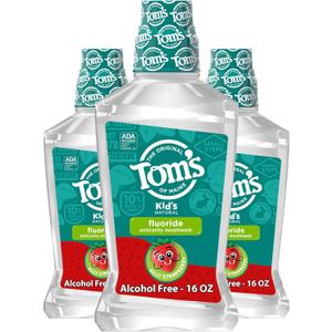Tom's of Maine Children's Anticavity Fluoride Rinse Mouthwash, Silly Strawberry, 16 oz. 3-Pack