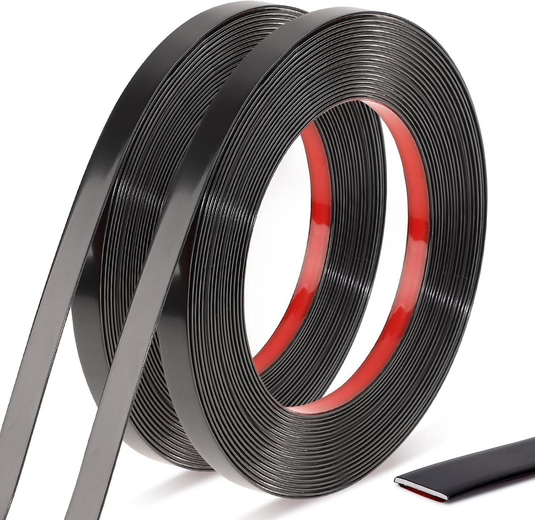 Black Trim Peel and Stick 0.4'' W  394''L Total Strip Tape, 2 Rolls Self-Adhesive Molding Trim Tape for Mirror Frame Border Walls Cabinet Tile Decorative