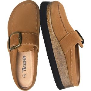 Flexwin Platform Mules for Women, Arch Support Women's Clogs, Slip-On Non-Slip Clogs, Casual Shoes for Women (6, Brown/Black)