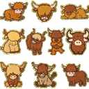 20Pcs Highland Cow Chenille Iron on Patches, Kids Iron on Knee Patches Cartoon Animal Repair Patches Kit Cow Sew on Embroidered Patches Applique DIY Accessory for Backpack Clothes Dress Pant Hat Jean