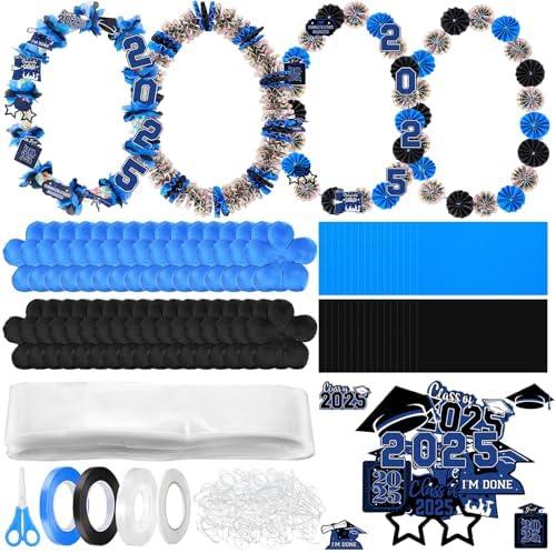Shinylin 24 Sets Graduation Candy Lei Making Kit Include 24 Clear Poly Candy Lei Tubing with Flower Cards Grad Stickers White Rubber Bands Ribbons Glues for 2025 Graduation Party Supplies