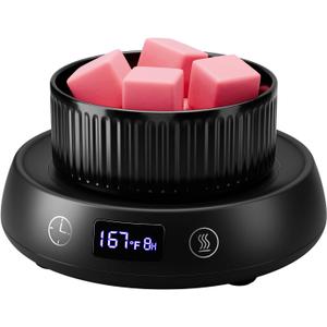 Wax Melt Warmer 3-in-1 Candle Warmer with Timer, Electric Scented Wax Melter Fragrance Wax Cube Burner for Home Bedroom Office, 8H Auto Shut Off 3 Temperature Setting (Black)