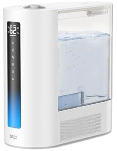 DREO 6L Humidifier Large Room, Warm & Cool Mist Humidifiers for Bedroom, 60H Runtime, 12H Timer, Top Fill, Humidity Indicator Light, Baby, Plants, Easy Clean, HM713
