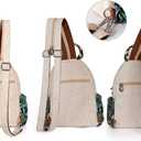 Girl's Convertible Sling Bag, Hand Craft Artisan Purse, Beautiful Canvas Premium Casual Day Mini Backpack for Women (Green Marsh)