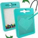 2-in-1 Double-Sided Magnetic Drawing Board for Kids & Toddlers Magnet Doodle Board with Beads, Magnetic Dot Art Toys, Road Trip Car Activities for Kids
