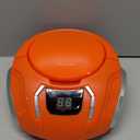 Portable CD Player Boombox with AM/FM Radio + Built in Speakers + Aux Input to Phone/Headphones/Any Audio - CD Players for Home Using AC Adapter or C Batteries (Orange)