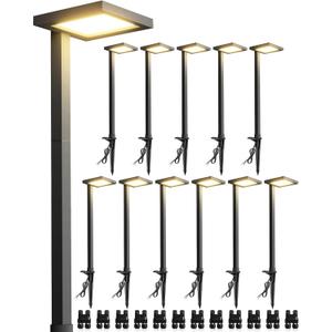 SUNVIE 5W Anti-Glare Low Voltage Pathway Lights Wired 12-24V LED Landscape Path Lights 3000K Cast-Aluminum Waterproof Outdoor Landscape Lighting with Connectors for Walkway Yard Garden, 12 Pack (Soft White(3000K))
