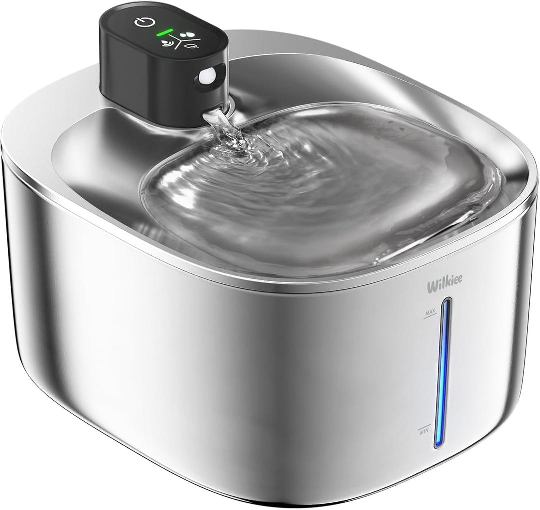 Cat Water Fountain Stainless Steel, 138fl.oz / 4.1L Cat Fountain, Pet Water Dispenser Cordless for Cats & Dogs Indoor