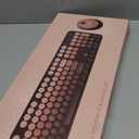 Wireless Keyboard and Mouse Combo, Retro Typewriter Keyboard with Round Keycaps, Full-Size Ergonomic, Aurora Red, Ideal for Windows PC, Home, Office, and College