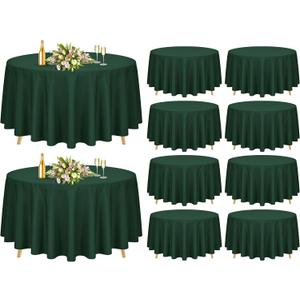 10 Pack Hunter Green Round Tablecloths 90 Inch, Polyester Round Table Cloth Circle Bulk Linen Washable Table Cloth Stain and Wrinkle Resistant Circle Table Cover for Wedding Party Dining Banquet