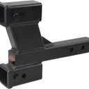 TOPTOW 64089 Trailer Dual Hitch Extender Adapter with 2-inch & 6-inch Riser/Drop, 2" Receiver, 2-inch Solid Shank, 10000lbs Capacity