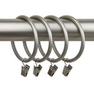 Rod Desyne 1931-15 2-1/2" Curtain Rings with Clip, Satin Nickel (6"x4"x4")