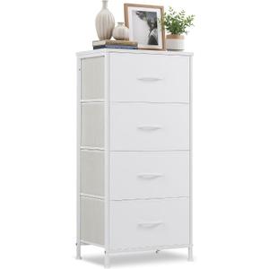 4 Drawers Dresser for Bedroom Fabric Storage Tower with Wooden Top, 11.8"D x 17.7"W x 37.4"H