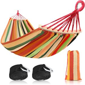 Bestrip Portable Hammock Single & Double Hammocks with Carrying Bag and 2 Tree Straps for Camping Travel Beach Outdoor 660lbs Capacity