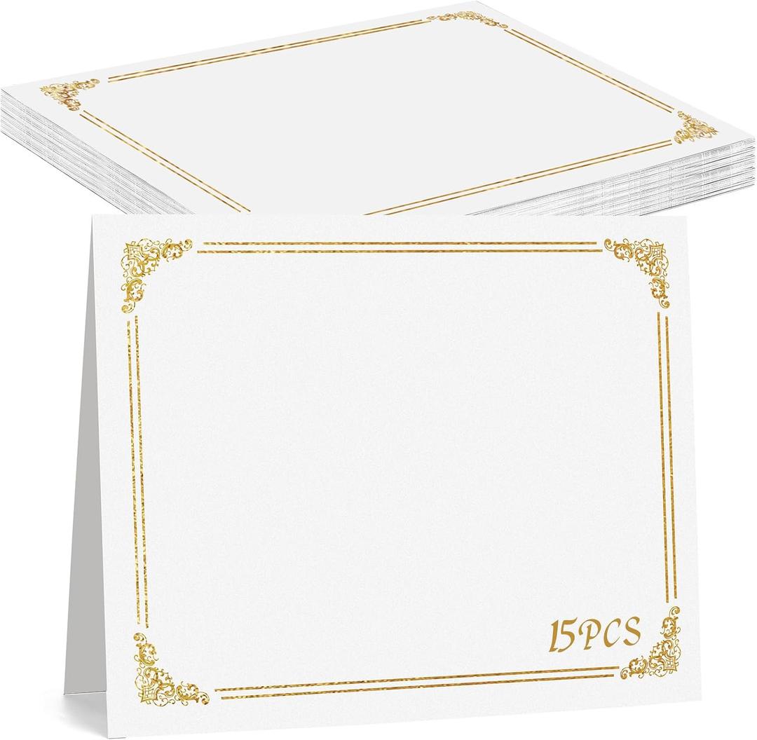 gisgfim 15Pcs Certificate Holders Diploma Covers Single Sided Gold Foil Border Award Certificate Covers for Letter Size 8.5x11 Certificates Cardstock Document Papers Storage Organizer (White)