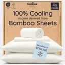 Bambaw 100% Viscose Derived from Bamboo King Size Bed Sheet Set - 4pcs Luxury Cooling Sheets for Hot Sleepers, Soft Sheets, Fits Up to 16'' Deep Pocket (Ivory)