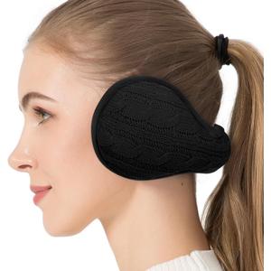 Venswell Knit Ear Muffs for Winter Women Men Soft Earmuffs Cold Weather Fleece Ear Warmers Cover Foldable & Adjustable