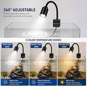 Mini Aquarium LED Clip Spotlight (1 Pc) – Flexible Gooseneck Lamp with Controller, Adjustable Brightness, USB Powered, 3 Light Modes for Fish Tank, Terrarium, Desk & Indoor Plants