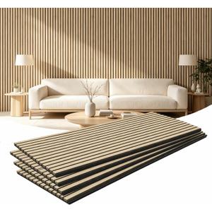 4 Pack Wood Panels For Wall,47.2"x23.6" Acoustic Slat Panels,Light Oak, 4PC