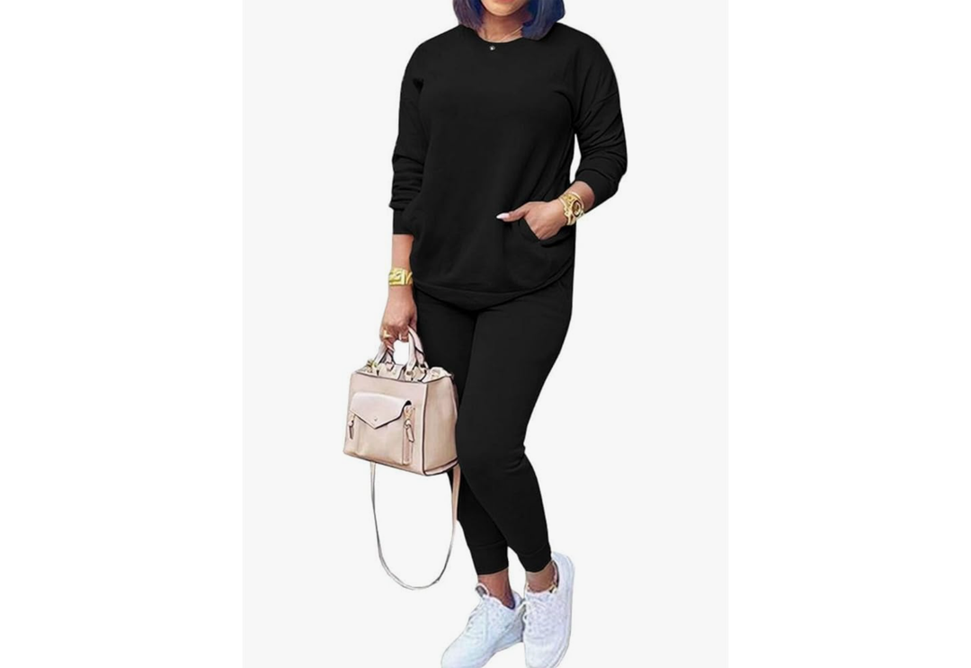 Women Two Piece Outfits Casual Long Sleeve Sweatsuits Jogger Tracksuits Lounge Sets With Pockets M