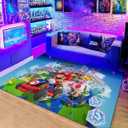 Retro Game Area Rug Classic Game Characters Rug Colorful Popular Cartoon Carpet for Kids Room Nursery Teen Room Playroom Bedroom Floor Mat 3.3' x 5'