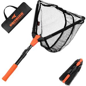 KastKing Pontus Fishing Net, Foldable & Lightweight Landing Net with Built in Length Scale, Strength Aluminum Handle, Fishing Gear and Gift for Men, Hoop Size: 18"(extendable)