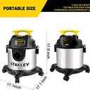 STANLEY 4 Gallon Wet Dry Vacuum, 4 Peak HP Stainless Steel 3 in 1 Shop Vacuum Blower with Powerful Suction, Vacuum for Job Site, Garage, Basement, Workshop, Top Handle, Portable Wet Dry Vac SL18301-4B