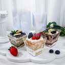 supernal 8oz Square Plastic Dessert Cups,Disposable Square Cups,Clear Dessert Cup 100pcs,Plastic Parfait Appetizer Cup Perfect for Birthday,Party,Wedding