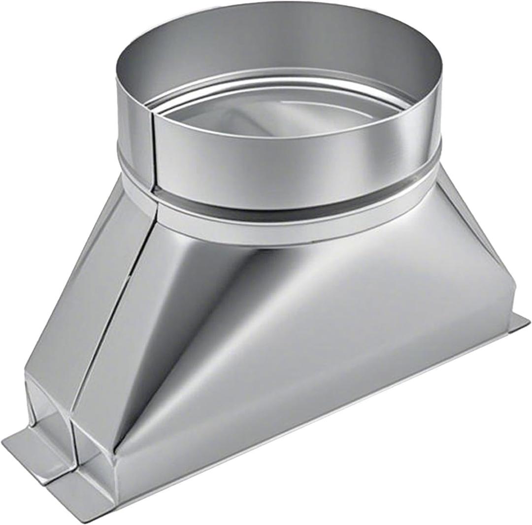 3-1/4" x 10" x 6" Galvanized Rectangular to Round Duct - 6" Diameter HVAC Transition for Microwave Exhaust Vent Kits & Duct Fittings (Silver)