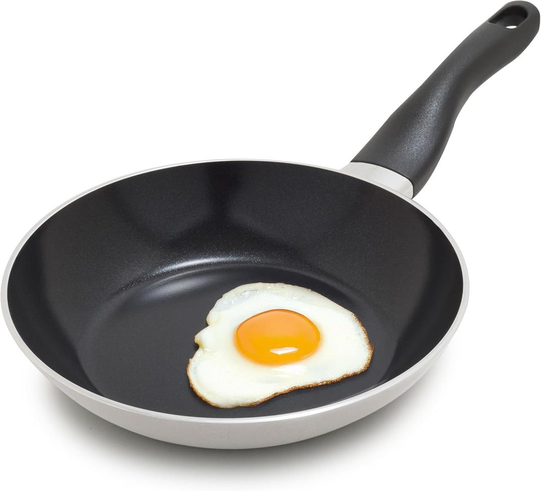 Deco 9.5 Nonstick Frying Pan Skillet, Made in Italy, Diamond Ceramic PFAS-Free, Dishwasher & Metal Utensil Safe, Durable Gloss Enamel Finish, Stay-Cool Handle, High Walls-Extra Room, Taupe