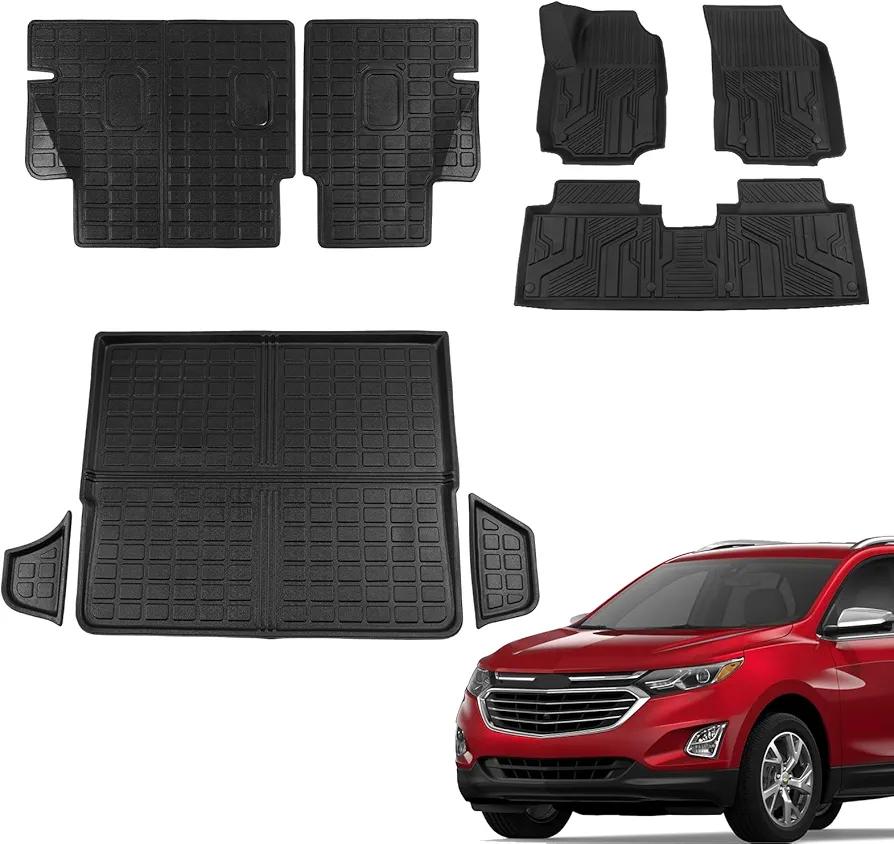 Floor Mats Compatible with 2018-2024 Chevrolet Equinox Cargo Liner Gmc Terrain Trunk Mat All Weather Seat Back Protector 2023 Chevy Equinox Accessories (Set of 8 Mats)