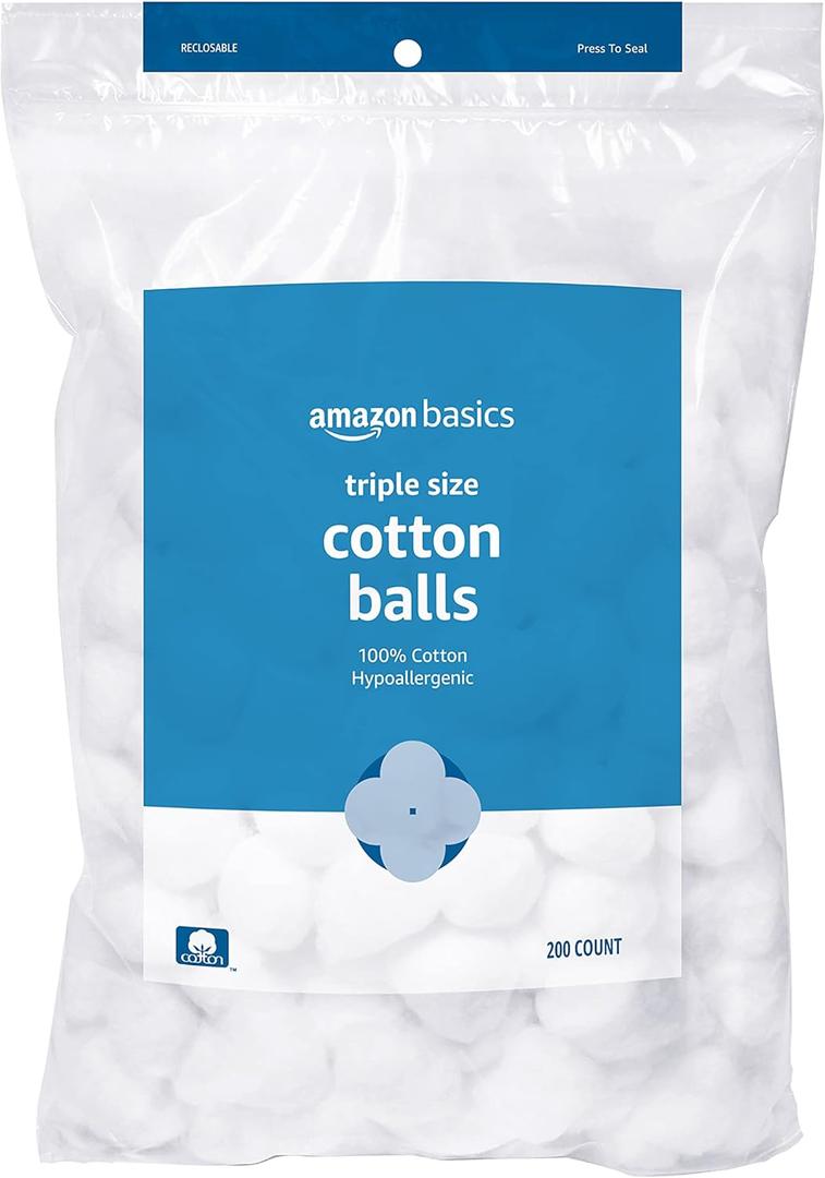 Amazon Basics Cotton Balls, 200ct, 1-Pack (Previously Solimo) (200 Count (Pack of 1))