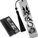 Dragon Bookmark for Men - Dragon Metal Bookmark Gifts for Readers Fantasy Novel Book Accessories with Pendant for Book Lovers Bookworm Teachers Reading Christmas Thanksgiving Birthday Gift