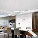 Modern LED Chandelier Dining Room Pendant Light Dimmable Creative Chandelier Remote Control Color/Brightness 3000-6000K Adjustable Hanging Lamp for Bedroom Living Room Kitchen 60W (Silver)