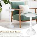 Novabright 2 Set Small Round Side Tables Metal End Table Coffee Drink Table for Small Space Matte Drink Accent Tables Vintage Roman Style for Living Room, Bedroom, Narrow Corners, Sofa Couch (White)
