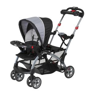 Baby Trend Dual Stroller with Adjustable Canopy, Storage Basket and Cup Holders, Sit N' Stand Ultra, Phantom – Foldable Infant and Toddler Tandem Stroller and Travel System