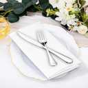 SuperO Set of 120 Cloth Napkins 17 x 17 Inch, Polyester Solid Washable Dinner Napkins with Hemmed Edges,Great for Restaurant, Wedding and Party(White)