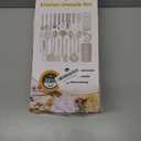 Kitchen Utensils Set - 446F Heat Resistant Silicone Cooking Utensils Set-Kitchen Tools and Gadgets for Cooking Nonstick Cookware with Tongs,Turner,Spatula,Spoon,Brush,Peeler,Grater,Scissors (Khaki)