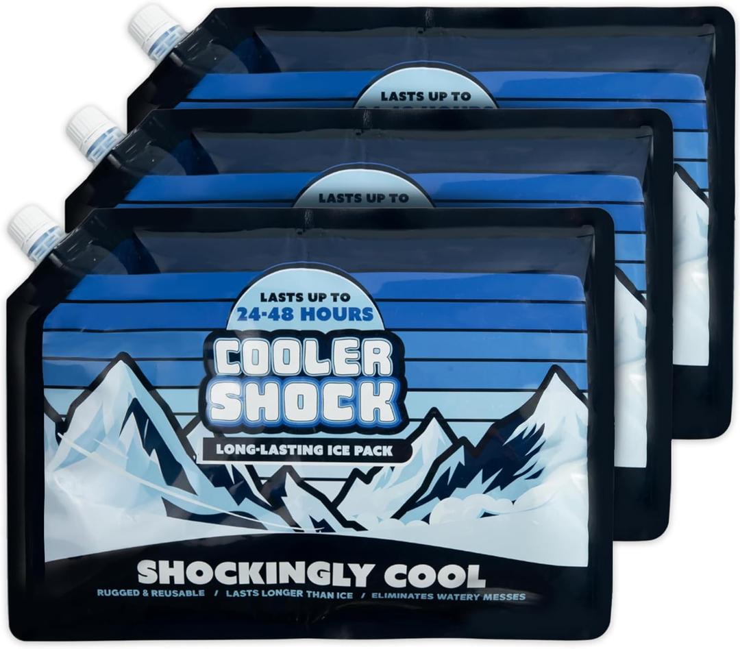 Cooler Shock Reusable Ice Packs for Cooler - Long Lasting Cold Freezer Packs for Coolers and Lunch Boxes - Cooler Ice Packs for Camping Gear, Fishing, Road Trips, Beach Must Haves