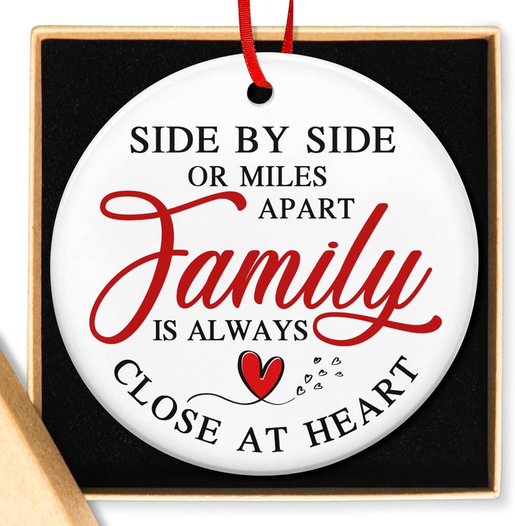 TEEZWONDER Family Christmas Ornament Gifts for Women Men - Ceramic Christmas Ornaments 2025 for Tree Decorations for Mom Dad Grandma Grandpa, Sister Brother Gift Ideas for Xmas