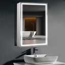 28 x20Inch LED Medicine Cabinet Mirror with Lights for Bathroom,Defogger,Stepless Dimmable, 3000K/5500K Color Temperature Wall Mounted Makeup Mirror,Adjustable Shelf (Assembly Required)