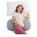 Momcozy Portable Pregnancy Pillow – W Shaped Maternity Support for Side Sleepers, Adjustable Travel Wedge Pillow for Back, Belly, and Hip Relief, Ideal for Pregnant Women, Deep Grey