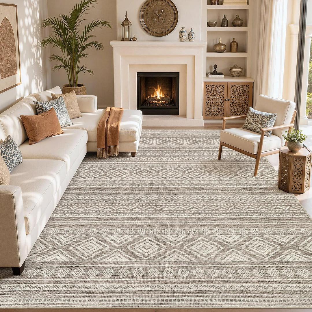 cotiled Boho 10x14 Area Rug for Living Room: Large Moroccan Washable Rug