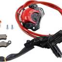 Red Rear Hydraulic Disc Brake System,ATV Quad Left Rear Hand Brake Assembly with caliper&brake pads for Chinese Quad 4 Wheeler Buggy 50cc 70cc 90cc 110cc 125cc 150cc Taotao Kazuma Coolster ATV parts