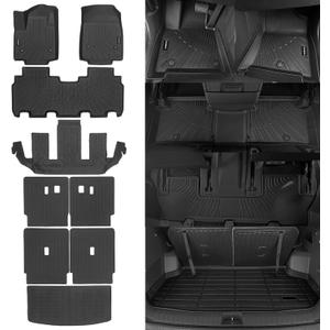 Naibeve Floor Mats for Cadillac Vistiq 6 Seats Bucket Seats 2026 - All Weather for Cadillac Vistiq Floor Mats & Trunk Mat Cargo Mat 2nd & 3rd Row Backrest Mats Accessories