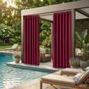Waterproof Outdoor Curtain W84 x L84 - Grommet Top Sunlight Blocking Window Treatment Drapes Blackout Curtains for Home Bedroom Living Room Outdoor Patio Porch Gazebo (Wine Red, 2 Panels)