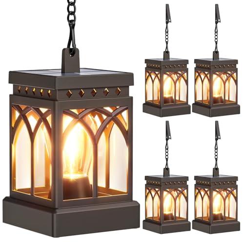 KOOPER 4 Pack Solar Lanterns Outdoor Waterproof, Brighter Hanging Solar Lantern Lights for Outside, Auto ON/Off Lanterns Decorative Outdoor for Garden Table Yard Path Tree Patio Lawn Decor, Gifts
