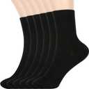 Womens Crew Socks Size 5-9 Cute Casual Athletic Crew Neutral Long Fall Cotton Socks for Women 6 Pack (Black)