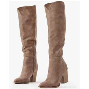 Putu Women's Knee High Boots High Heel Western Boots Pointed Toe Tall Boots Size 6