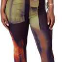 Geulis Sexy Jumpsuits for Women Mesh Halter Sleeveless Cut out Tie Dye Jumpsuit Party Clubwear (Large, 1-orange)